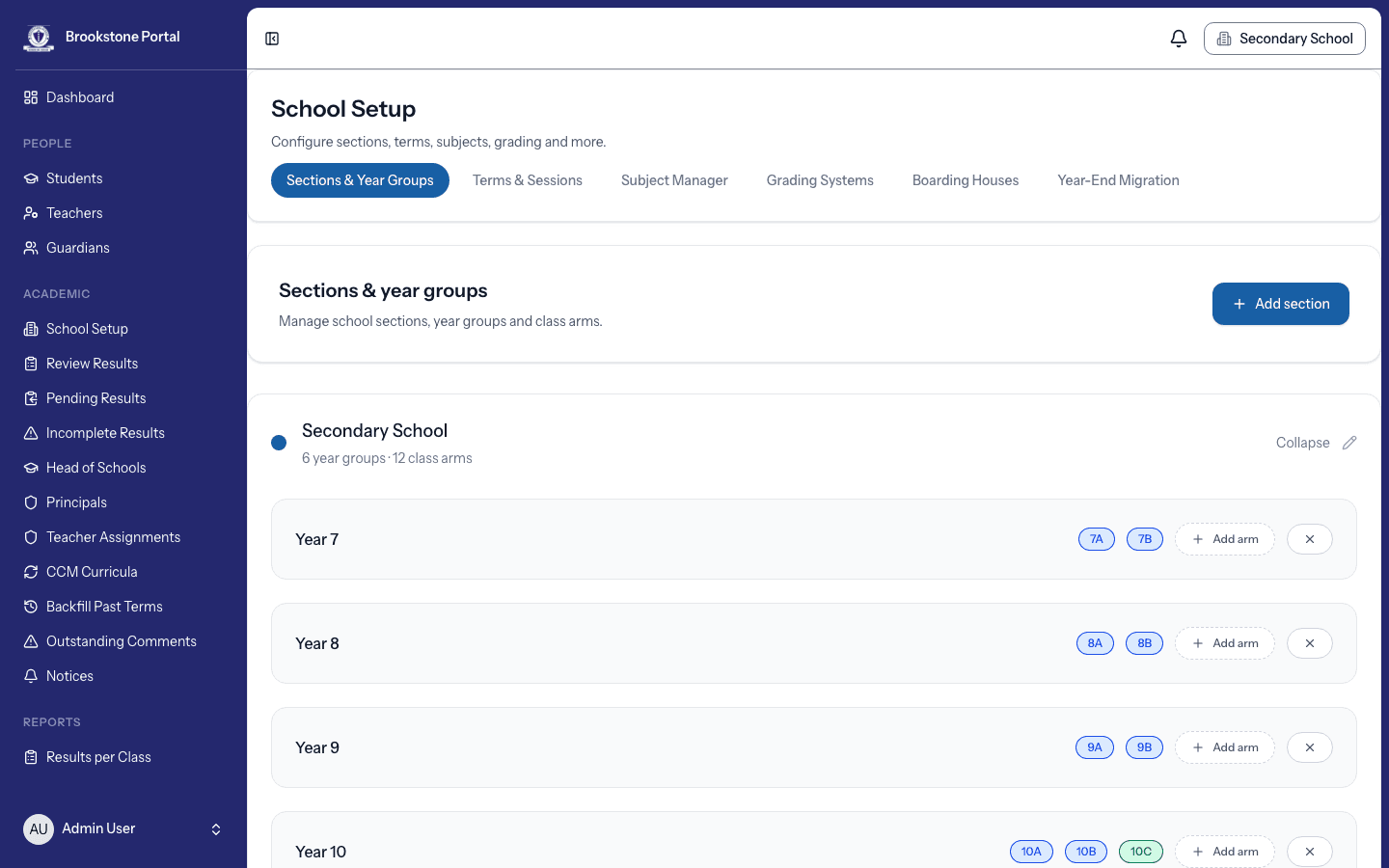 Brookstone Portal — academic records & results screenshot 1