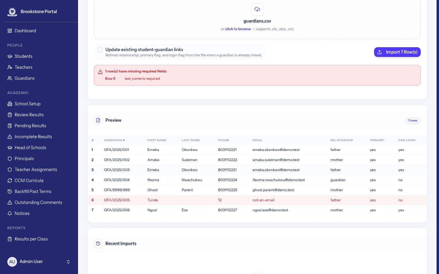 Brookstone Portal — academic records & results screenshot 6