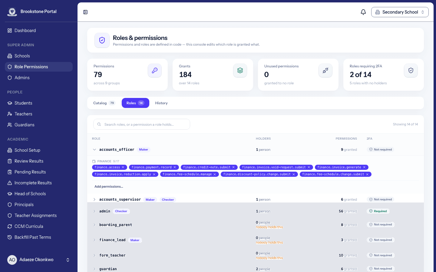 Brookstone Portal — RBAC & impersonation screenshot 1