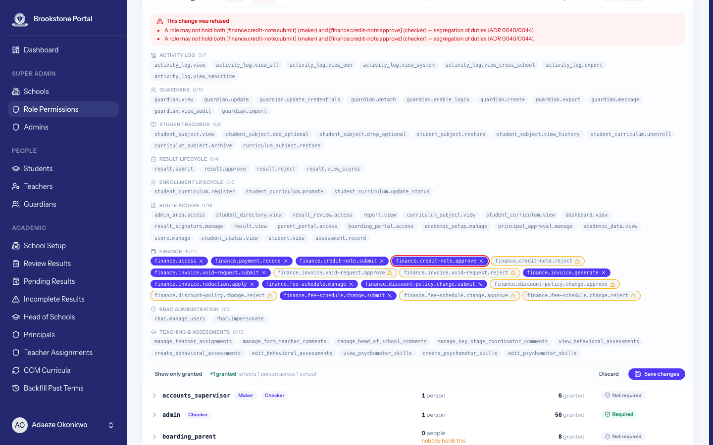 Brookstone Portal — RBAC & impersonation screenshot 2