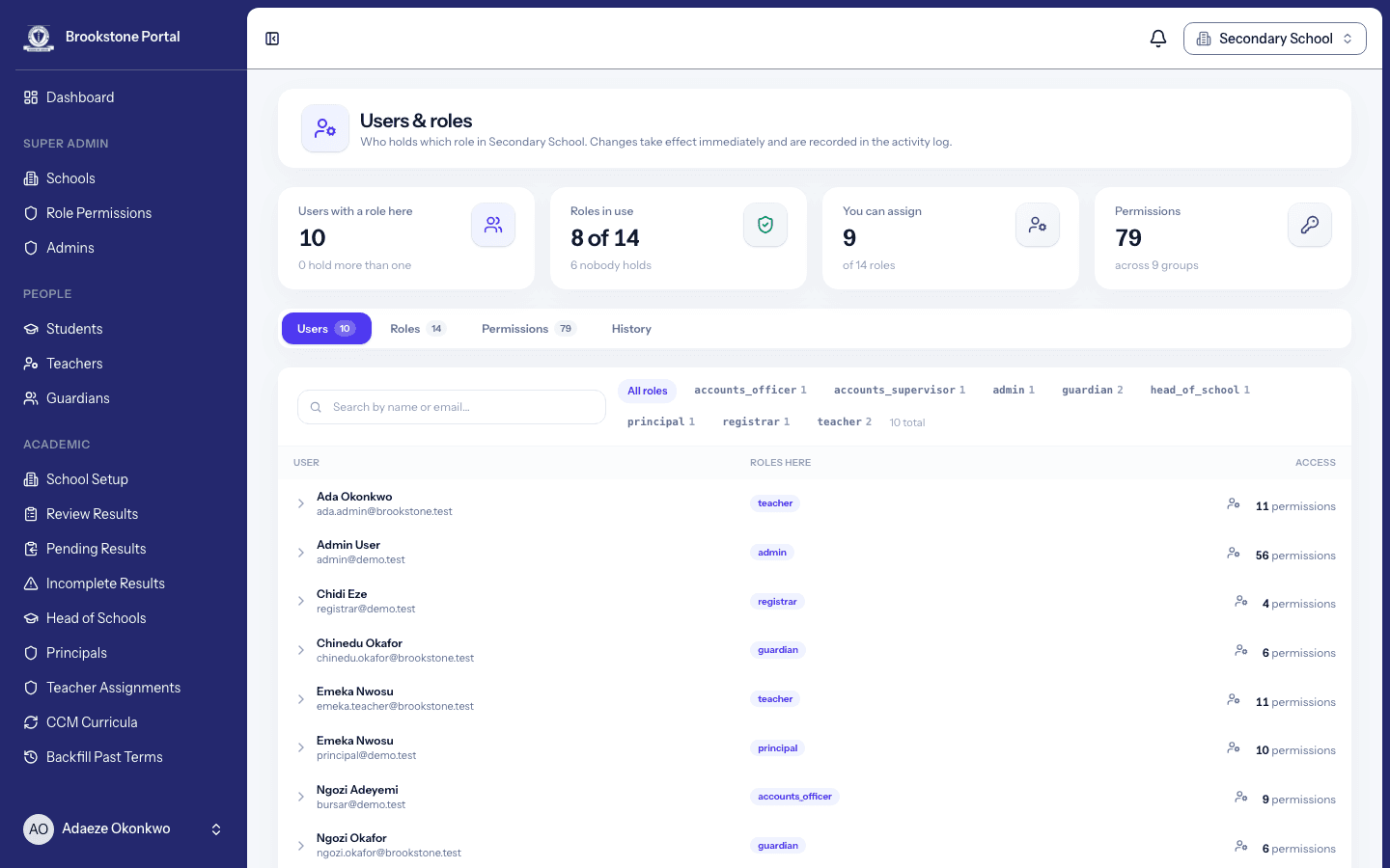 Brookstone Portal — RBAC & impersonation screenshot 3