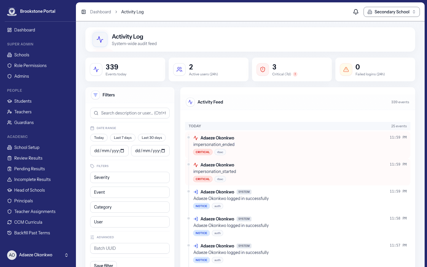 Brookstone Portal — RBAC & impersonation screenshot 6