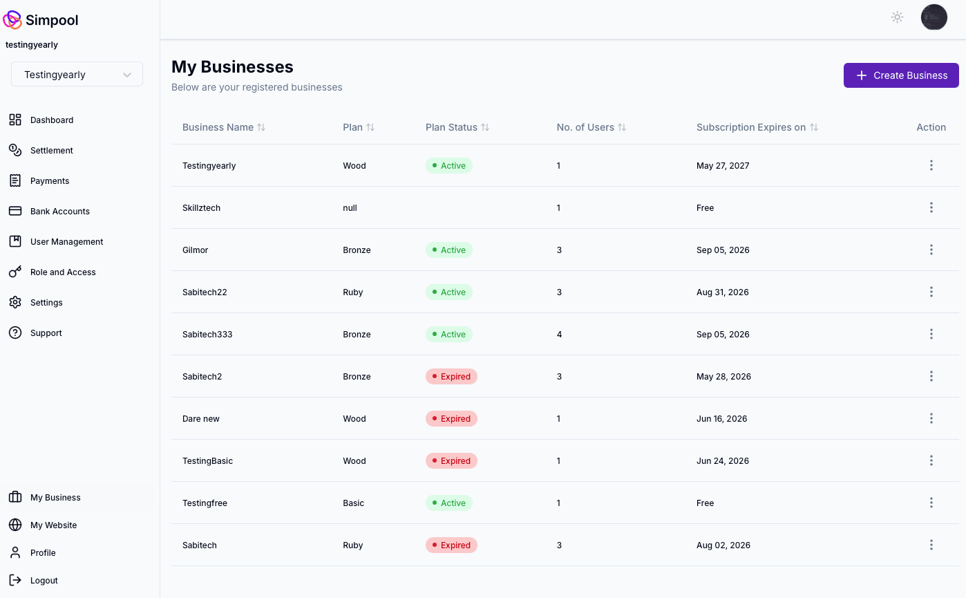 Simpool ERP Backend screenshot 1